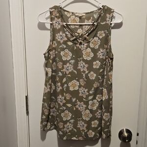 Maurices Olive Floral Tank Top